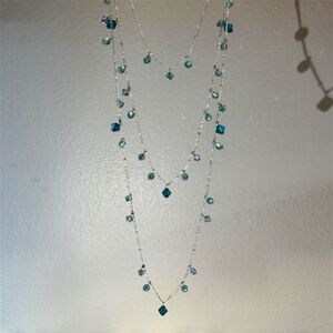 5/$25 Turquoise Tears Droplet Triple Tiered Necklace